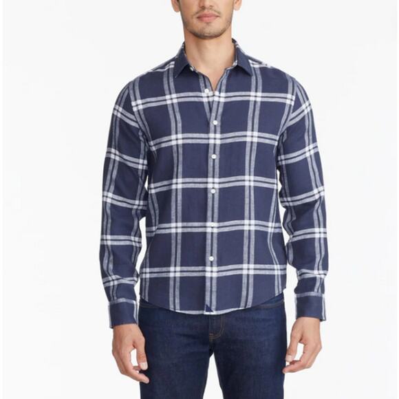 Untuckit Mens Western Beach Plaid Ovada Button Down 100% Linen Shirt Size XXL - Picture 1 of 6
